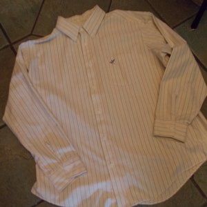 EUC Men's cream stripe shirt XXL by Raintree